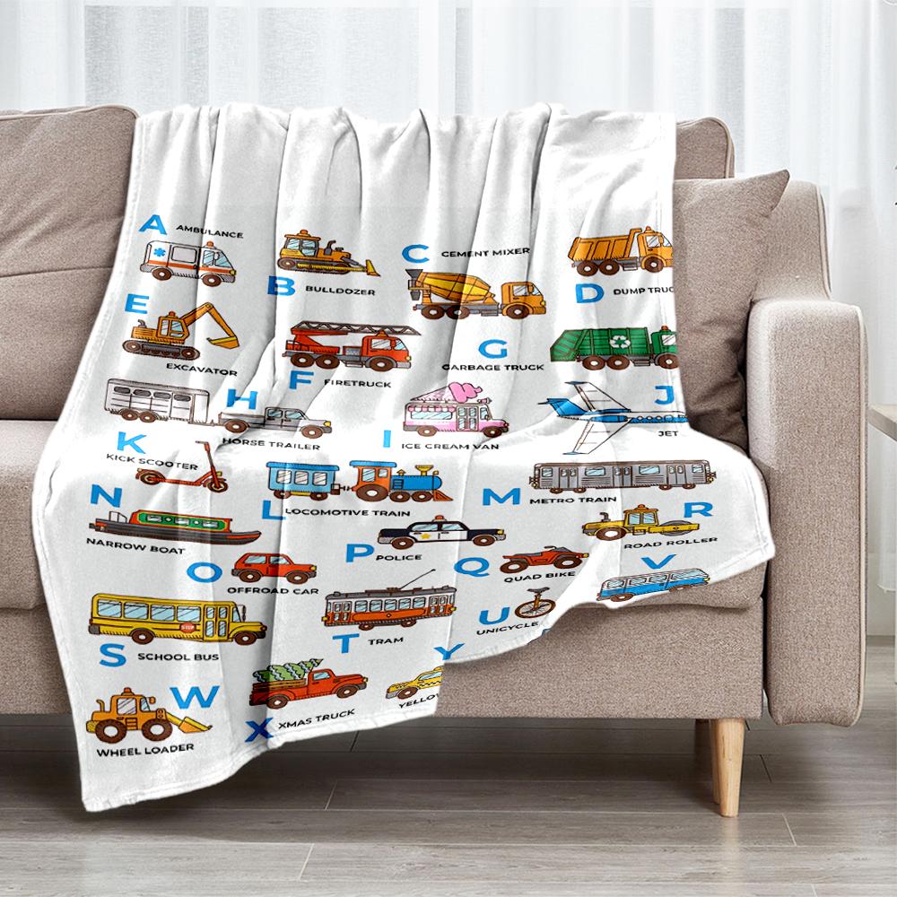 Cute Cars Theme Printed Blanket - Perfect for Couch, Bed, Travel & Outdoor Use | Machine Washable, Cozy & Durable.