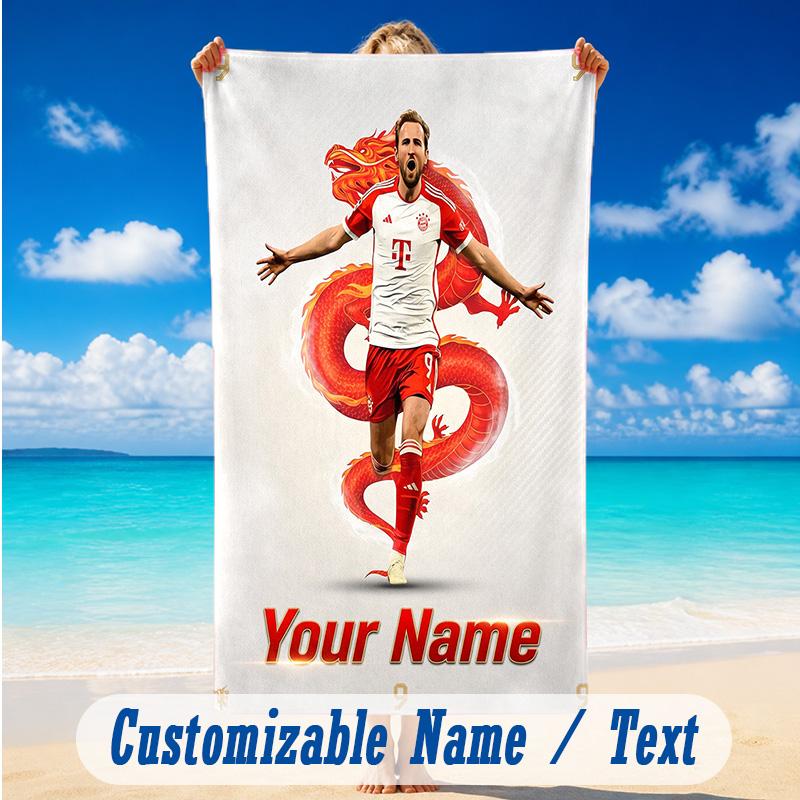 Beach Towel Custom Name Text, Quick Dry Large Towel For Beach HomeHarry Kane