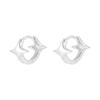 925 Silver Needle Plain Ring Small Earrings Women's Exquisite Fashion High-end Quadruple Star Earrings Niche Versatile Autumn and Winter Ear Buckles
