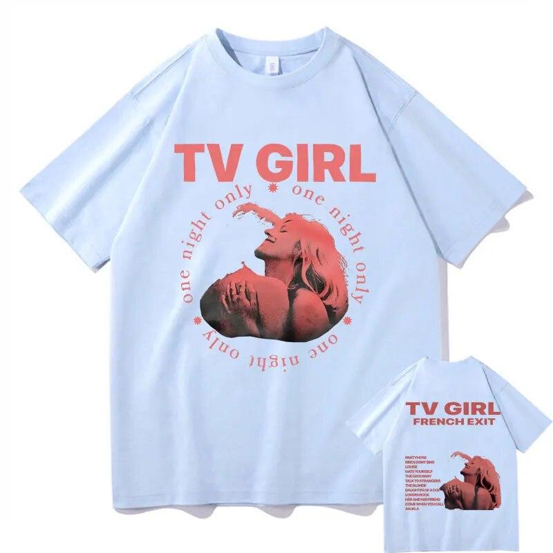 Cults TV Girl French Exit двусторонние футболки с принтом унисекс женская мода свободная футболка унисекс негабаритных черная футболка в стиле хип-хоп