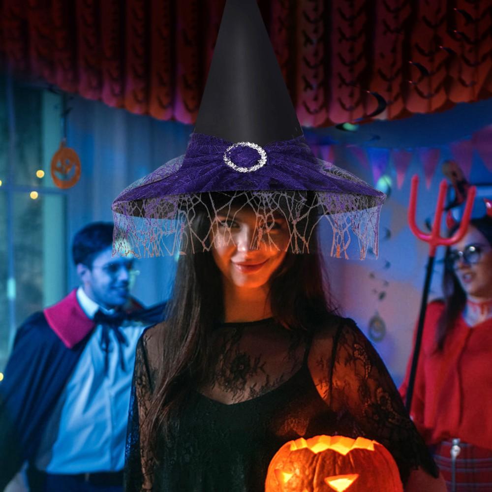 Хэллоуин Ведьма Шляпа Украшение Реквизит Многоразовые Шляпы Ведьм Ткань Взрослые Дети Косплей Шляпа Реквизит Вечеринка Косплей Полиэстер Тафта