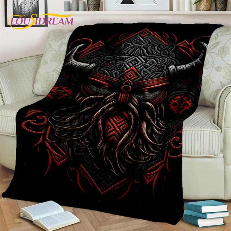 Viking Norse Mythology Fenrir Crow BlanketFlannel Throw Blanket for Home Bedroom Bed Sofa Picnic Office Hiking Leisure Nap Gift