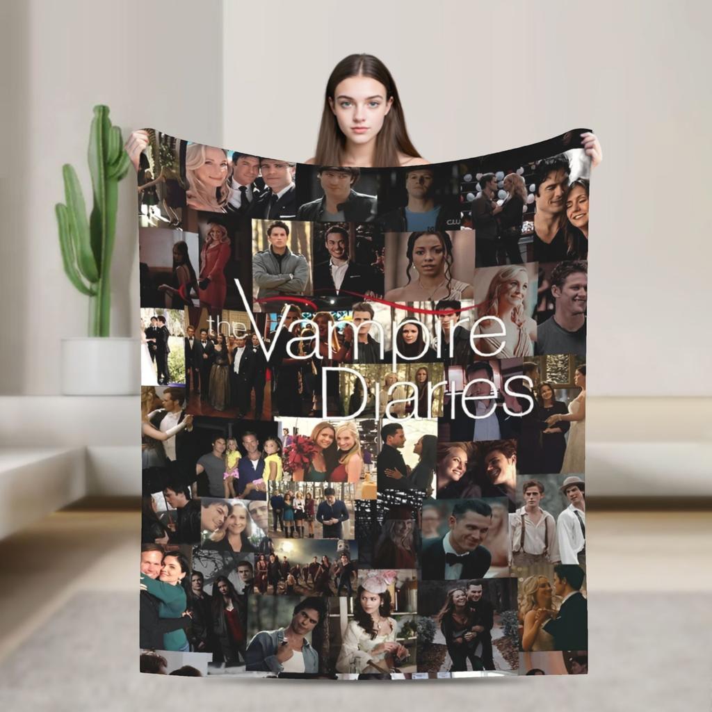 The Vampire Diaries Damon salvatore Blanket Print Plush Throw Blanket For Home Decor Travel Office Flannel Bedspread Bed Cover