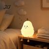 Decorative Pear Lamp for Bedroom Silicone Night Light, Touch Rechargeable Tapping Bedside Lamp, Toddler Room Sleep Aid Cute Warm Atmosphere