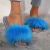 Fashion Slippers Women New Slides Casual Flat Low Heels Leisure Shoes for Women Solid Pink Blue Furry Fur Slippers Plus Size