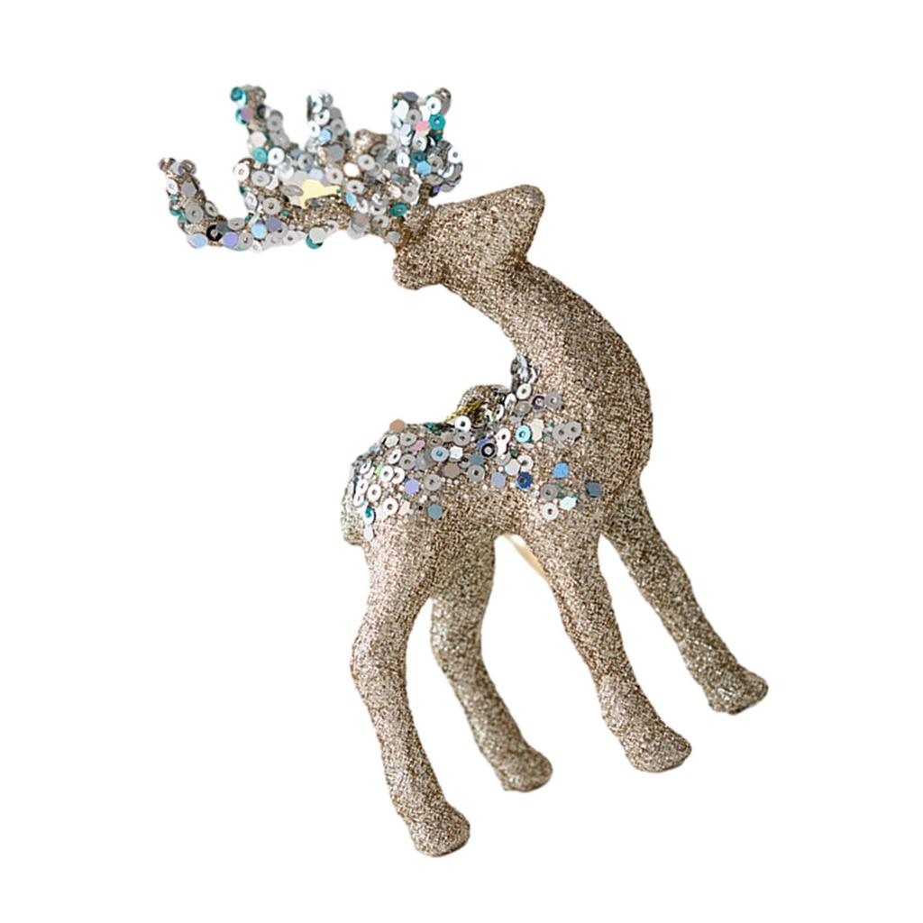 Christmas Elk Deer Pendant Sequins Flocked Reindeer Ornament for Christmas Tree Hanging Pendants Home Desktop Decoration