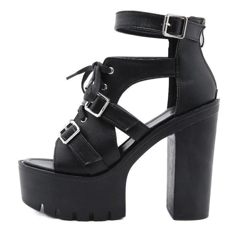 Женские туфли на очень высоком каблуке с пружинной молнией сзади на каблуке 13 см, женские сандалии в римском стиле на толстой подошве, Lhx