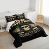 3 Piece Bedding Set with Duvet Cover and 2 Pillowcases - Foo Fighters Learn To Fly Skull Helmet Print - Black Cream Music Decor for Fans
