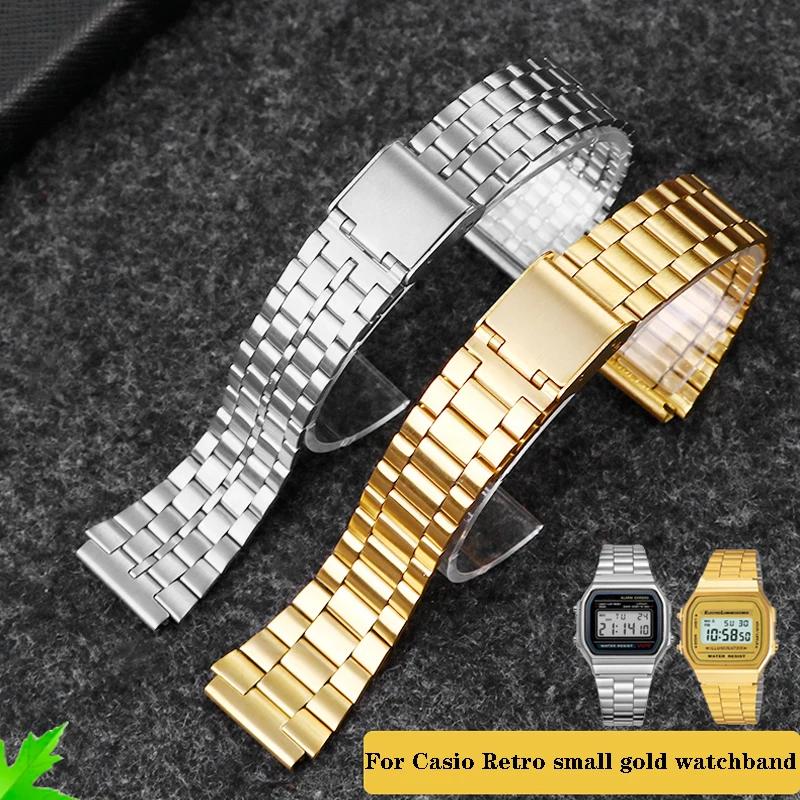 Тонкий стальной ремешок для часов Casio стальной наручный ремешок a158 / a159 / A168 /a169 /b650 /aq230/ 700 маленькая золотая серия часов 18 мм Ремешок