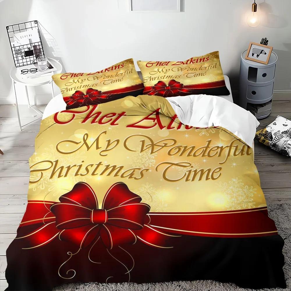 Веселого Рождества пододеяльник Золотой колокольчик бант комплект постельного белья для мальчиков подростков праздничные подарки украшение спальни Queen King Полный размер