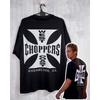 West Coast Choppers Cross Frame Print Tshirt Male Hip Hop Streetwear Oversized T-shirts Fashion Tees Men's Top Gansta Wear