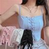 Blue Small Camisole Vest Women's Summer Strap Short Style Spicy Girl Design Sense Niche White Top