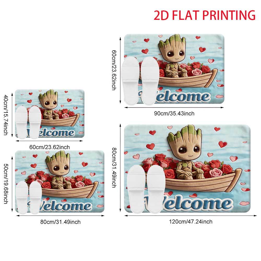 1pc Marvel 2D Flat Printing Groot Polyester Door Mat Suitable for Home Entrances, Bedroom and Bathroom Doors, Easy-to-clean Ba