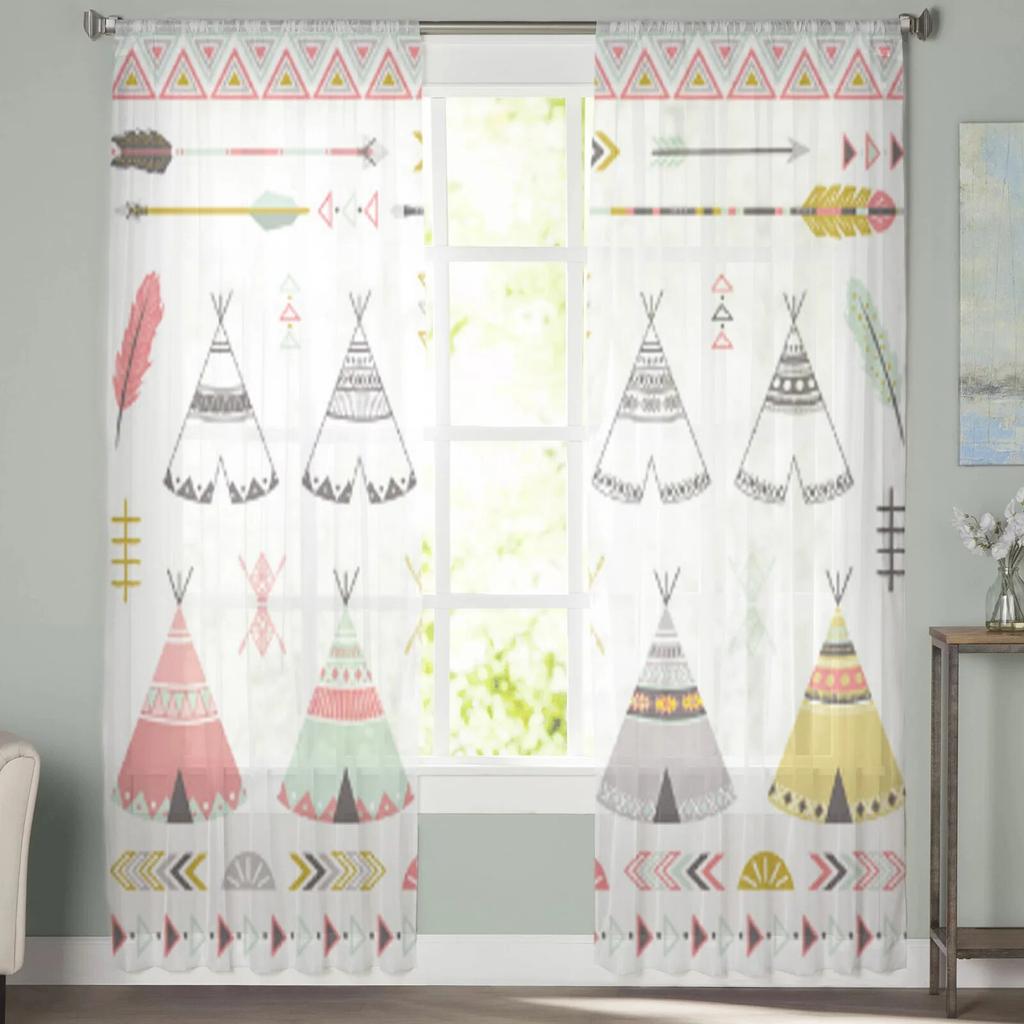 Элементы палаток-типи в этническом стиле, тюлевые шторы для украшения гостиной, современная вуаль, шифоновые шторы для спальни, прозрачная вуаль