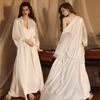 Women Sexy Lace Patchwork Nightgown Long Kimono Bath Gown Loose Suspender Nightdress Intimate Lingerie