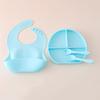 Baby Silicone Tableware Set Newborn Baby Complementary Tableware Silicone Compartmentalized Meal Plate Complementary Bowl Bib Feeding Set