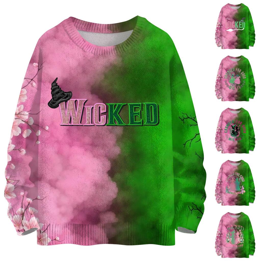 Рождественские толстовки для женщин Вязаный свитер Милая рубашка Осенний свитер с круглым вырезом Топы