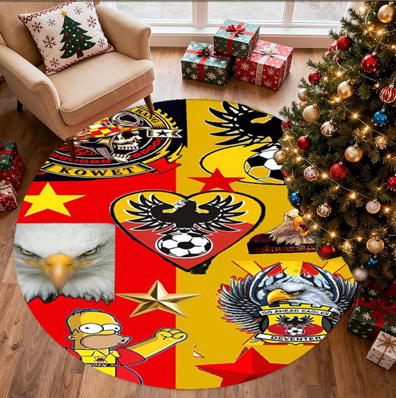 Go Ahead Eagles Pattern Round Rug, Indoor/Outdoor Mat, for Picnic, Gameroom, Bedroom, Office, Living Room, Home Decor Carpet, Birthday Gift