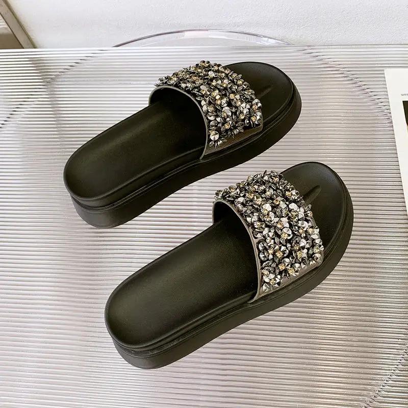 Женские тапочки и сандалии на платформе, толстые туфли, распродажа, оригинальные сандалии Vip H 2024 года, трендовые хлопушки