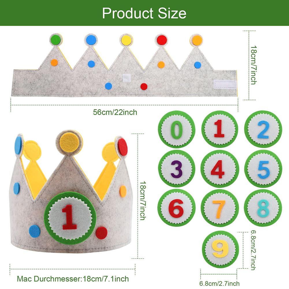 Фетровая шляпа на день рождения Прочная Креативная Со сменными цифрами Корона Подарок на День защиты детей для девочек мальчиков Украшение для вечеринки в честь дня рождения