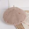 Pearl Children's Beret Woolen Painter Hat Fashion Baby Wool Hat  Kid