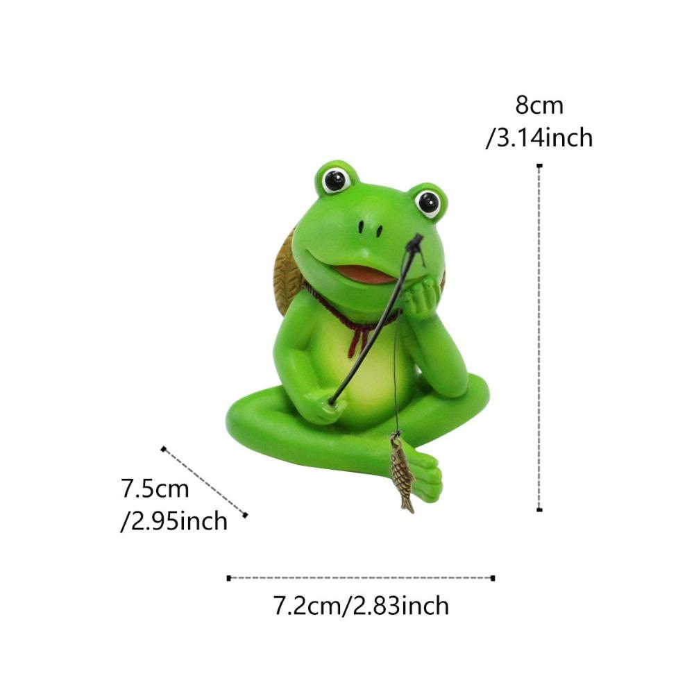 Cartoon Fishing Frog Figurine Green Animal Fishing Sculpture Outdoor Courtyard Pond