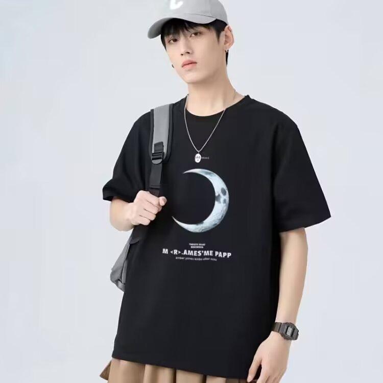 Positive shoulder combed cotton M-5XL men's T-shirt loose fashion versatile tops new