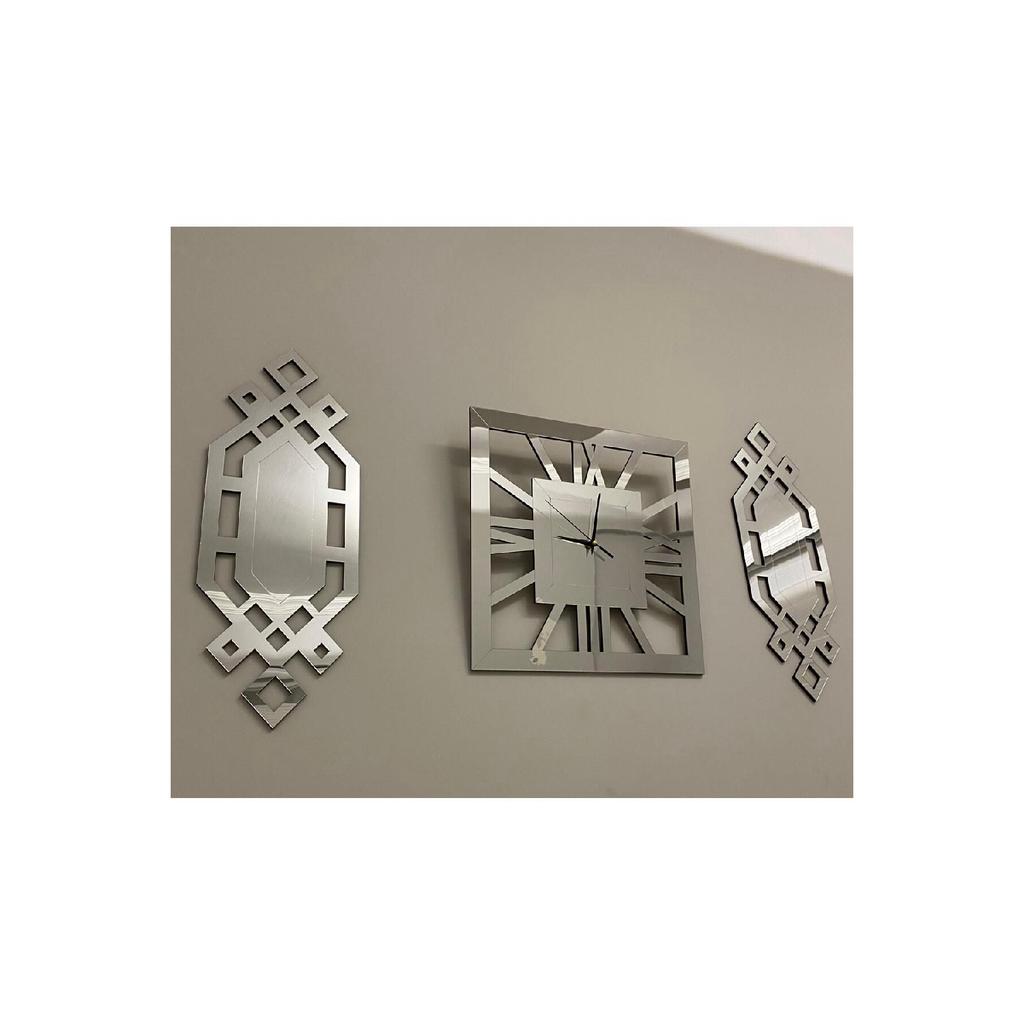 Роскошные настенные часы, набор из 3, 50 см, серебряные стильные квадратные настенные часы с римскими цифрами, 25 х 62 см, картины пахлавы