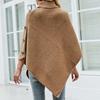 Fashion Warm Autumn Winter All-match Loose Shawl Cape Sweater Women Solid Color High-neck Cross-border Knitted Sweater Coat