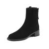 Cow Suede Winter Round Toe Med Heels Chelsea Boots Women Zipper Big Size 43 Retro Concise Style Ankle Boots