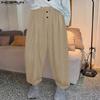 Men Elastic Waist Striped Print Casual Loose Harem Pants Trousers with Pocket