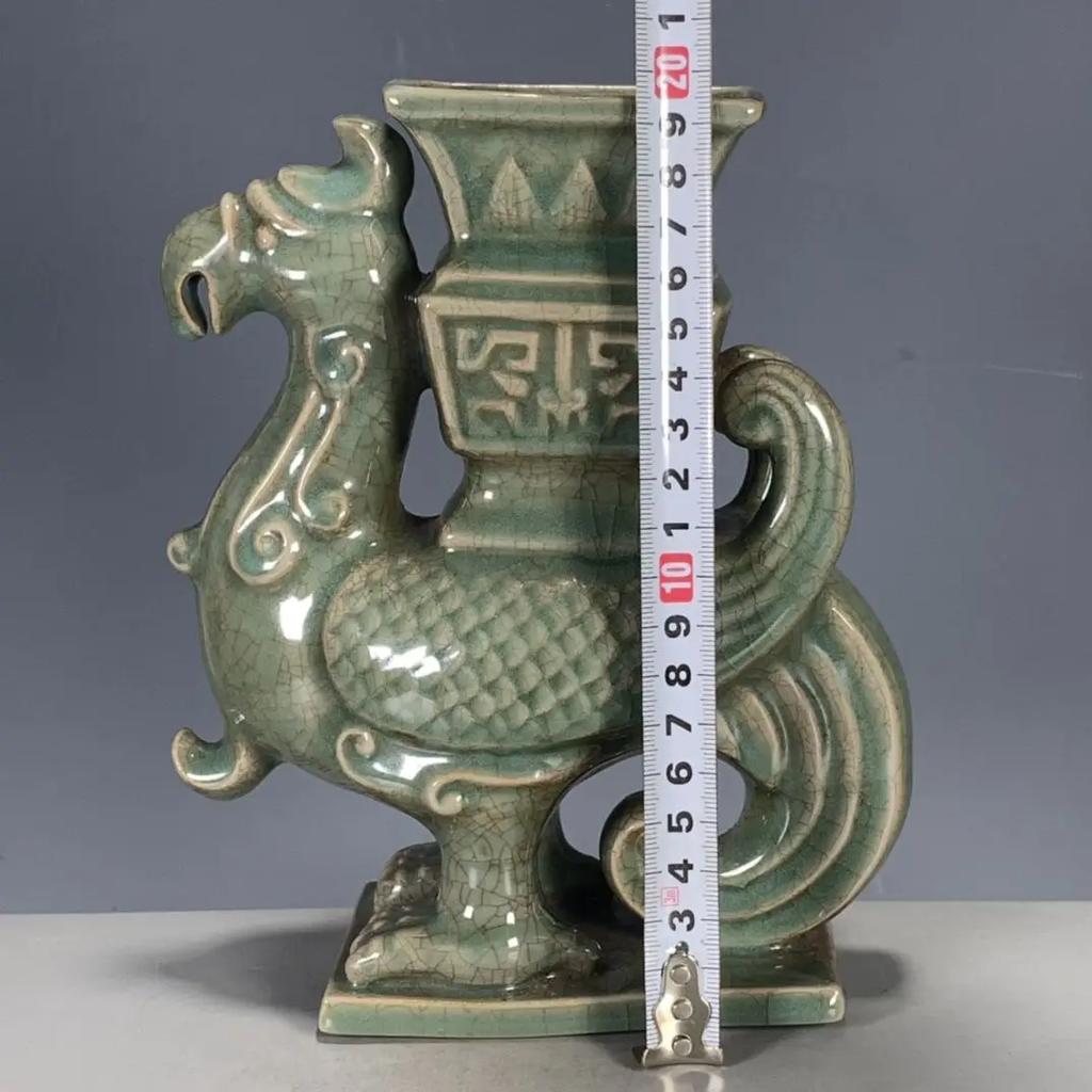 Китайский антикварный фарфор печи Сун Жу, керамическая ваза с головой феникса, украшения, предметы домашнего обихода, аксессуары для комнаты, украшение рабочего стола для офиса