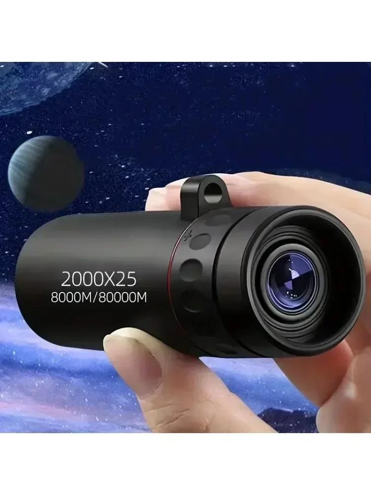2000x25 Outdoor HD Monocular Telescope Portable Mobile Phone Telescope with Holder Camping Hunting Birdwatching Telescopes