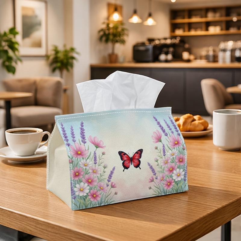 1pc Pastoral Butterfly Tissue Box | Multi-functional Napkin Dispenser, Two Sizes Available Suitable for Home, Parties, Car Decoration Symmetrical Past
