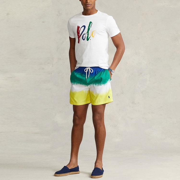 Polo Ralph Lauren SS22 Однотонная футболка с принтом букв, с круглым вырезом и короткими рукавами, мужская, топы, белая, MNPOTSH1N821226-100