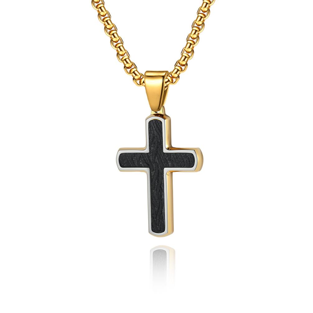 Simple Stamping Bark Series Electric Men's Cross Necklace Fashion Sweater Chain