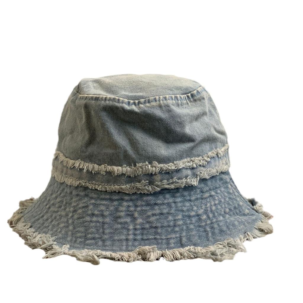 Ретро-сумка из потертого денима, большая окружность головы, показывает маленькое лицо, путешествующая сотня башен, козырек от солнца, шляпа для раковины, женщина