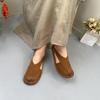 Johnature Genuine Leather Soft Soled Women's Flat Shoes Retro Loafers Versatile Round Toe Comfortable Slip-on Shoes