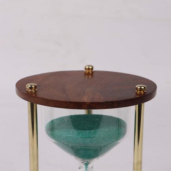 Песочные часы из морской латуни и дерева, песочные часы, идеальные для упражнений, приготовления чая, 5 минут, 13,97 см, выставочный образец