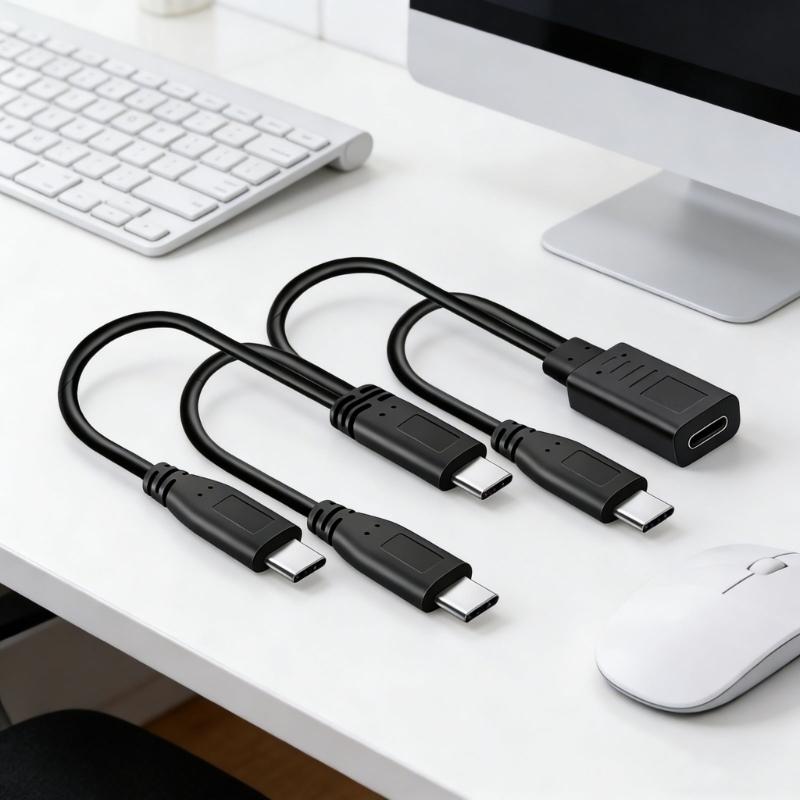USB C Y-разветвитель 15 Вт 3 А Type-C Кабель для быстрой зарядки Двойной разъем Type-C для нескольких устройств Короткая длина 30 см