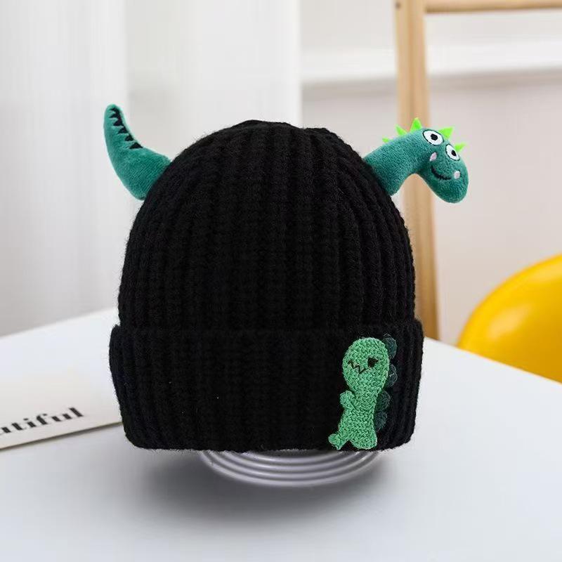 Adorable Dinosaur Knit Wool Hat for Kids - Warm Autumn/Winter Pullover