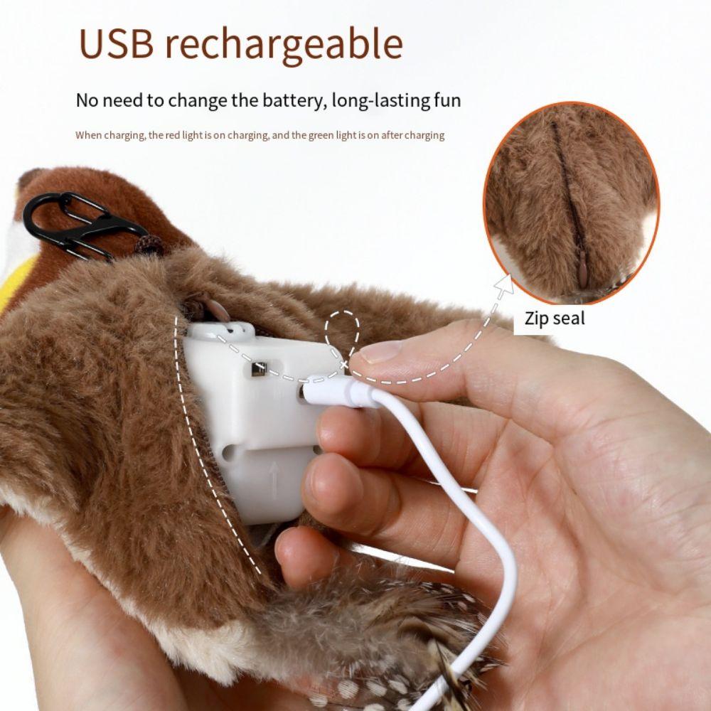 Интерактивные игрушки для кошек, перезаряжаемые, щебечущие, хлопающие птички(нет Летать) с кошачьей мятой для домашних кошек, мягкие игрушки, активируемые прикосновением