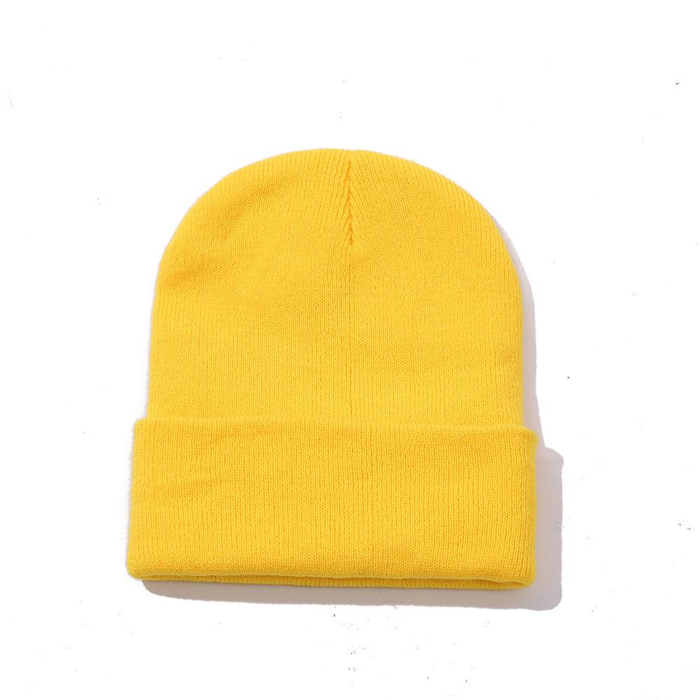 Doudou hat autumn and winter thermal hat solid color light plate double layer knitted cold hat wool fluorescent hat street
