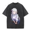 Эмилия Re ZERO Начинаем жизнь с нуля в другом мире Аниме Одежда Мужчины Женщины Футболки Стиранная Футболка Ретро Хлопковая Футболка Харадзюку Топы