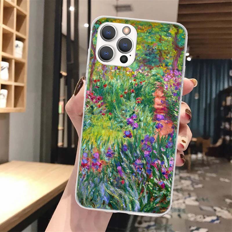 Клод Моне Сад Лилии Мост Силиконовый Чехол для Телефона для iPhone 17 16 16E 15 Pro Max 14 Plus 11 13 Mini 12 7 8 SE Air 17Pro Чехол