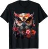 Owl Flowers Fantasy Animal Lovers - Bird Art Animal Owl T-Shirt