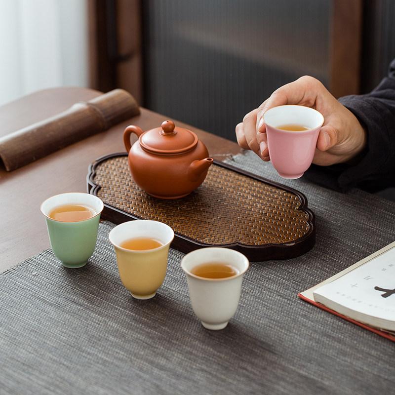 Raw ore color glaze handmade tea cup offering red master single cup smelling cup high temperature kung fu tea set teacup
