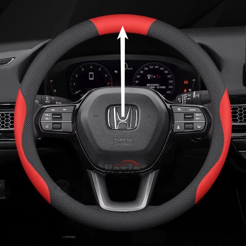 AQJ1 Leather Car Steering Wheel Cover for Honda HRV CRV Civic City Passport Accord CRZ 2022 2023 2024 2025 2026 Interior Accessories