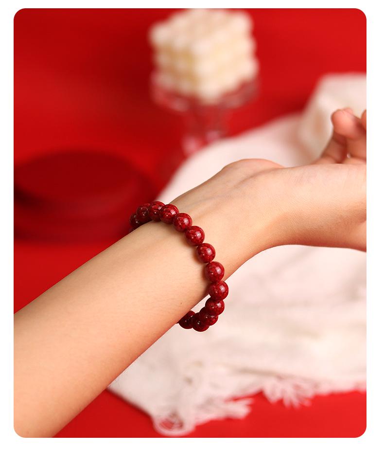 Lingxi Cinnabar Crystal Sand Bracelet with Raw Stone