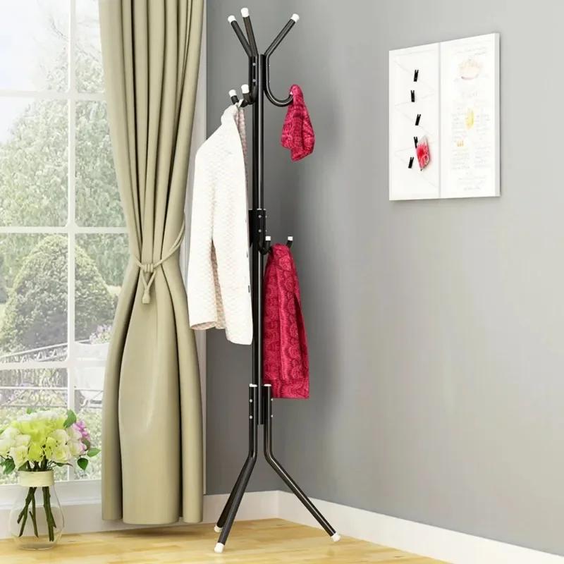 Vertical Coat Rack Floor Standing Space Saving Home Metal Material Clothes Rack Cloth and Hat Hangers Minimalist Clothes Hanger
